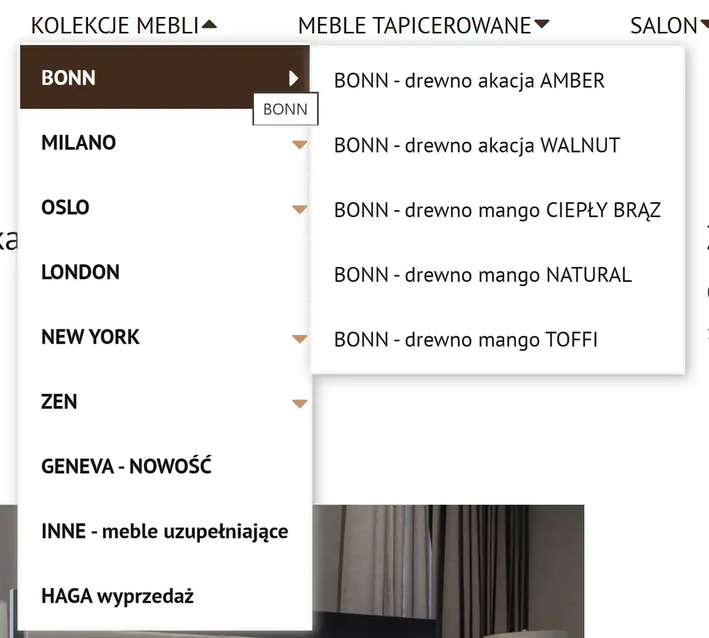 Menu kategorii