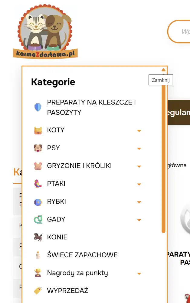 Menu kategorii